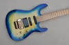 Factory Custom Blue Body Electric Gitara z płomieniową szyją klonową, Złoty sprzęt, zapewnia dostosowane usługi