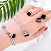 Серьги Ожерелье Missvikki Be Original 4pcs Shiny Square Pendant Bangle Кольцо ювелирные украшения набор женщин невесты свадебные украшения