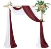 Feestdecoratie BC010a Fancy Custom Made Wedding Arch draping stof stoffig roze ivoor witte bordeaux 28 "6m chiffon gordijn achtergrond