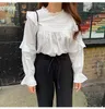 Blusas Loose Clothing Cotton Vintage Tops Elegant Women Women Style Coreano Estilo Long Linterna BLOUNTA 10558 210521