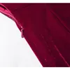 Robes Décontractées Vin Rouge Velours Femme Cérémonie Décolleté En Coeur Manches Lanterne Dos Ouvert Fente Vent Midi Robe Fourreau