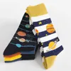 Novelty Happy Funny Space Socks Combed Cotton Colorful Men's Socks Bike Car Helicopter Christmas gift metric Formula Cotton Sock X0710