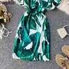 ネオプロスラッシュネックビーチドレス女性のファッション半袖シースドレスフェムム夏カジュアルハイウエスト女性vestidos 210423