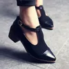 Dress Shoes Women Fashion Pointed Toe Oxfords British Style Low Heels Patchwork Buckle Oxford Casual Vintage