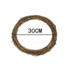 Jul Konstgjord Vine Ring Wreath Rattan Wicker Diy Garland Handgjorda Dörr Hängande Rund Krans Xmas Party Decor Y0901