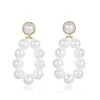 2021 orecchino a goccia grande con perle di moda orecchino a cerchio con pendente a cerchio vuoto elegante della Corea per gioielli da donna per feste di matrimonio