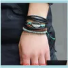 Charm Jewelrycharm Bracelets 3Pcs Durable Creative Tissé À La Main Bracelet Femme Poignet Chian En Cuir Simple Pour Drop Delivery 2021 Pt15I