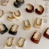 Hoop & Huggie Trendy Earring 2021 Transparent Resin Earrings Girls Geometric Irregular Metal Acrylic Jewelry Aros Mujer
