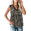 Sommer Leopardenmuster Bluse Frauen V-Ausschnitt ärmelloses schulterfreies Hemd Top Damen Tops und Blusen Casual Damen Shirts 210608