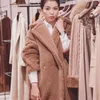 冬のThfコートテディベア茶色のフリースジャケットの女性ファッションの上着ファジージャケット厚いオーバーコート暖かい長いパーカー女性