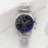 Högkvalitativa Business Casual Men's Quartz Watch 43mm Rostfritt Stål Blå Glas