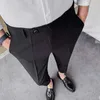 Pantaloni eleganti da lavoro da uomo con ricamo Pantaloni da abito da uomo casual da ufficio formali autunnali da ufficio Pantaloni da cerimonia streetwear grigio 210527