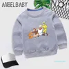 Pojkar Flickor Sweatshirt Kids Nyfiken George Cartoon Print Hoodies Barn Höst Toppar Barnkläder, KYT5266 G1028