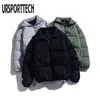 Ursporttech Kurtka zimowa Mężczyźni Parka Marka Casual Street Style Ciepłe Płaszcze Męskie Płaszcz Bawełniany Solid Color Park Płaszcz Mężczyzna 210528