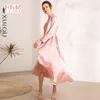 Vêtements de nuit pour femmes HNMCHIEF Robes en soie + chemise de nuit deux pièces de luxe femmes Sexy dentelle col en v Robe de nuit à manches longues Satin chemise de nuit