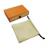 Jewelry Packaging Box With Stamp High-end Simple Orange Bracelet Ring Brooch Necklace Gift Drawer Box Cloth Bag L042