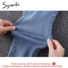 syiwidii ​​hög midja skinny jeans kvinna penna byxor casual svart blå grå mode plus storlek gata stil stretch kläder 210417