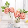 Flores de peônia artificial de seda rosa para decoração de casa de casamento Flor falsa florescente Grande buquê Sala de estar Arranjo de mesa