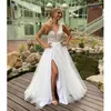 2021 Boho Brautkleider Sexy Garten Braut Kleid High Side Split Jäten Kleider Vestido De