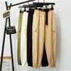 Yedinas Autumn High Waist Pants Elastic Trousers Women Casual Streetwear Cargo With Pocket Harem Fashion 210527