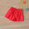 Leuke meisje kleding set zomer baby cherry polka dot gedrukt strik vest top + effen kleur shorts kinderen 2 stks 210515