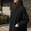 Johnature Kadınlar Kış Vintage Kalın Parkas Pamuk Keten Standı Palto Çin Tarzı Sıcak Cepler Kadın Giysileri Uzun Katlar 210521