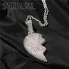 Iced Out Zircon Heartbreak Pendant Necklace Gold Silver Plated Mens Hip Hop Jewelry Gift