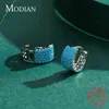 Modian Vintage Turquoise Elegant Earring Real 925 Sterling Silver Luxury Charm Hoop Earrings Wedding Jewelry 2201088712387
