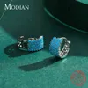 Modian Vintage Turquoise élégant boucle d'oreille réel 925 en argent Sterling luxe charme boucles d'oreilles pour les femmes bijoux de mariage 2201087049386