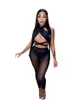 2022 Summer Tracksuits for Womens Sexig Hollow Out Vest Halter Top Designer Tre Piece Pants Set Neck Hängande Cross Mesh Kläder