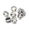 200pcs Antique Silver Alloy Carved Large Hole Spacer Beads For Jewelry Making Bracelet Necklace DIY Accessories 8*4mm