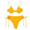 Maillots de bain pour femmes Été 2 pièces Solide Femmes Style simple Ensemble de bikini Soutien-gorge rembourré Slip à lacets Triangle Maillots de bain Maillot de bain de plage