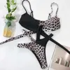 Kvinnor hög midja bikini uppsättning kvinnlig sex leopard orm print baddräkt brasiliansk biquini push up bad badkläder 210625