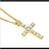 Kettingen Hangers Drop levering 2021 Hip Hop Men Women Sieraden Iced Gold Sier Plated Bling Rhinestone Crystal Cross Pendant Necklace C