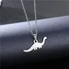 Vintage dinosaurus kettingen vrouwen mannen sieraden extreme eenvoud metalen dier hanger ketting zilveren kleur