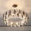 Nordic Light Luxury Crystal Chandelier Lampor för vardagsrum Duplex Villa Bedroom Round Leaf Led Hanglamp