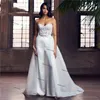 Sweetheart Koronki Plamy Wedding Kombinezon z Usuń pociągiem 2021 Vestido De Noiva Backless Beach Garden S Gown Pant Suit