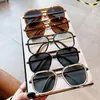 Sunglasses Fashion Polygon Square Women Retro Clear Anti-Blu-Ray Glasses Frame Men Double Bridges Sun Shades UV400