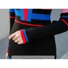 Höst Vinter Kvinnor Elegant Sexig V-Neck Knitting Klänningar Bodycon Candy Color Stripes Slim Knit Dress Vestido 210531