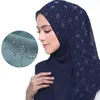 Женщины горный хрусталь шифон сплошной цвет мусульманские головы шарф шали и обертки Пашмина Бандана женские фольмарные магазины хиджаб