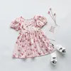 Gooporson verão menina bebê roupas borboleta impresso manga curta princesa vestido festa de aniversário crianças traje 210715