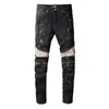 20ss мужские дизайнерские джинсы огорчены разорванный байкер тонкий подходящий мотоцикл джинсовые для мужчин высочайшее качество моды джинсовые штаны заливают Hommes # 805