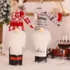 Fashion Christmas Decoration Wine Cover Xmas Red Gray Bottle Snowflake Clothes Elf Faceless Gnome Creative Wines Bottles Clothing knitting Decor