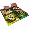 Yaratıcı Şehir Çiftliği Yapı Taşları Hayvanlar Set Pigpen Doghouse Henhouse Domuz Köpek Oyuncaklar Çocuklar Için Kırsal Şehir Tuğla Modeli Y1130