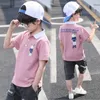 Kinderkleding zomer kids jongen korte mouw t-shirt shorts sets sport pak jongens kleding set tiener jongens outfits 4 6 8 12 jaar x0802