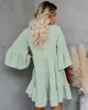 Summer Dress Women Pink Elegant Midi Sleeve Ruffle Mini Vintage Dress Sweet V Neck Party Clothes Robe Femme Y2k Vestidos 210715