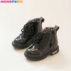 Kinderen Martin Boots PU Lederen Waterdichte Motorfiets Winter Kids Sneeuw Merk Meisjes Prinses Schoenen Rubber 210713