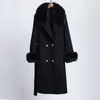 Damen Pelz Faux HAPEDY 2022 Mantel Winterjacke Frauen Kragen Kaschmir Wollmischungen Mantel Lange Oberbekleidung Damen Streetwear