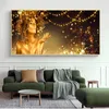 Große größe leinwand malerei afrikanische goldene frau poster wandkunst porträtbild hd drucken für wohnzimmer schlafzimmer dekoration