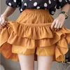 Sommer Mini Chiffon Röcke Frauen Hohe Taille Harajuku Faltenrock Japanischen Stil Vintage Kurze Reine Rüschen 210421